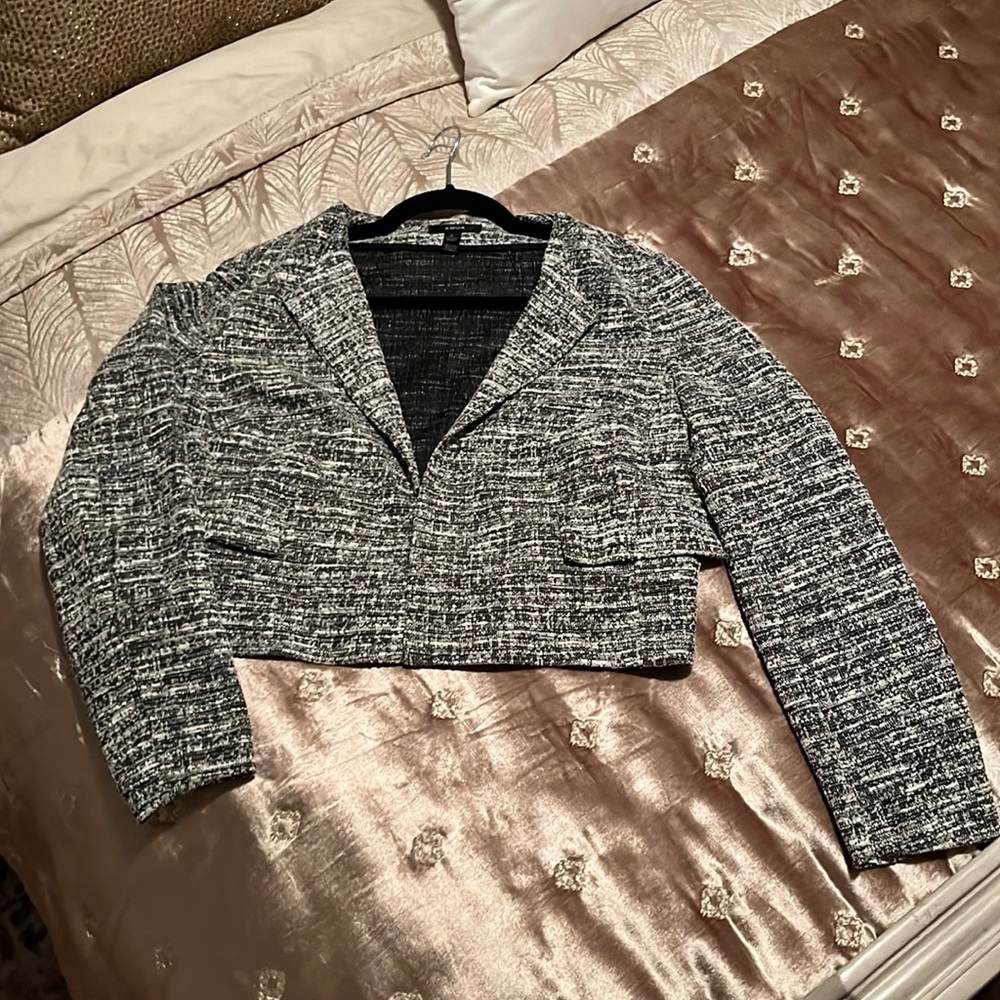Aqua Metallic Crop Blazer